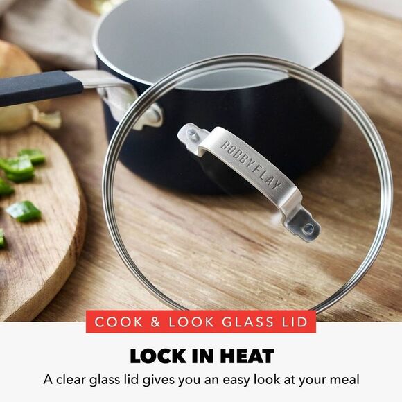 Bobby Flay -  Aluminum Ceramic Fry Pan 400F 2.5QT Oxf Blue - Picture 6 of 8